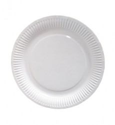 Тарелка белая с ламинацией прозрачной пленкой 230 мм круглая